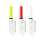 Fishing rod tip light set with green, red, and clear round LEDs on white clips.