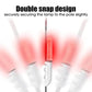 Fishing rod tip light with red LED and white double-snap pole clamp.