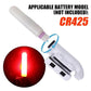 Fishing rod tip light with red round LED and white battery-holder compartment.