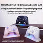RGB-lit controller charging dock with two controllers resting on the base
