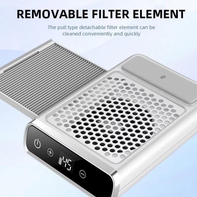 Nail dust collector with perforated intake grille and removable filter element