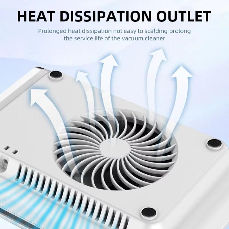 Nail dust collector with vented heat dissipation outlet and airflow grille openings