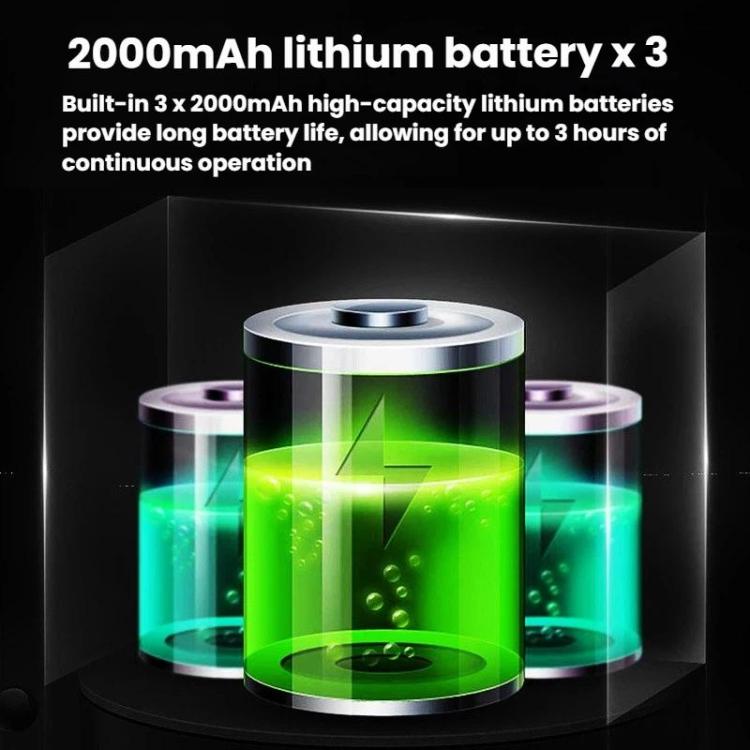 Nail dust collector battery capacity concept with three lit battery cells
