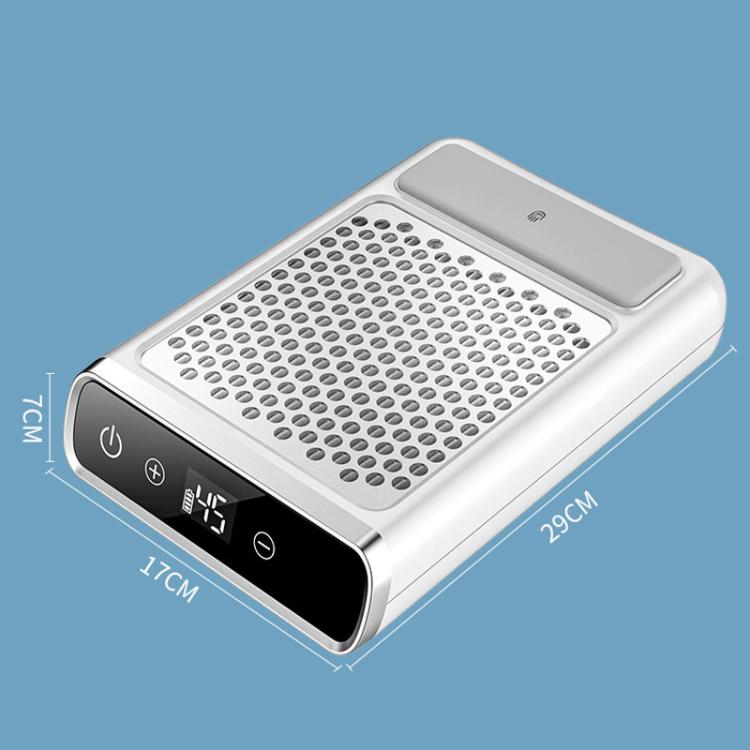 Nail dust collector with perforated intake, white body, and front control panel