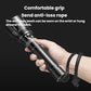 Diving flashlight in hand with anti-loss lanyard and textured cylindrical grip