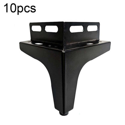 Black metal furniture corner support brackets, three-pronged, with mounting screw holes