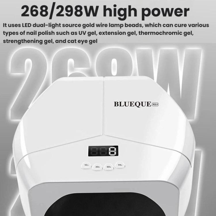 White nail curing lamp with front control panel and LED indicator lights