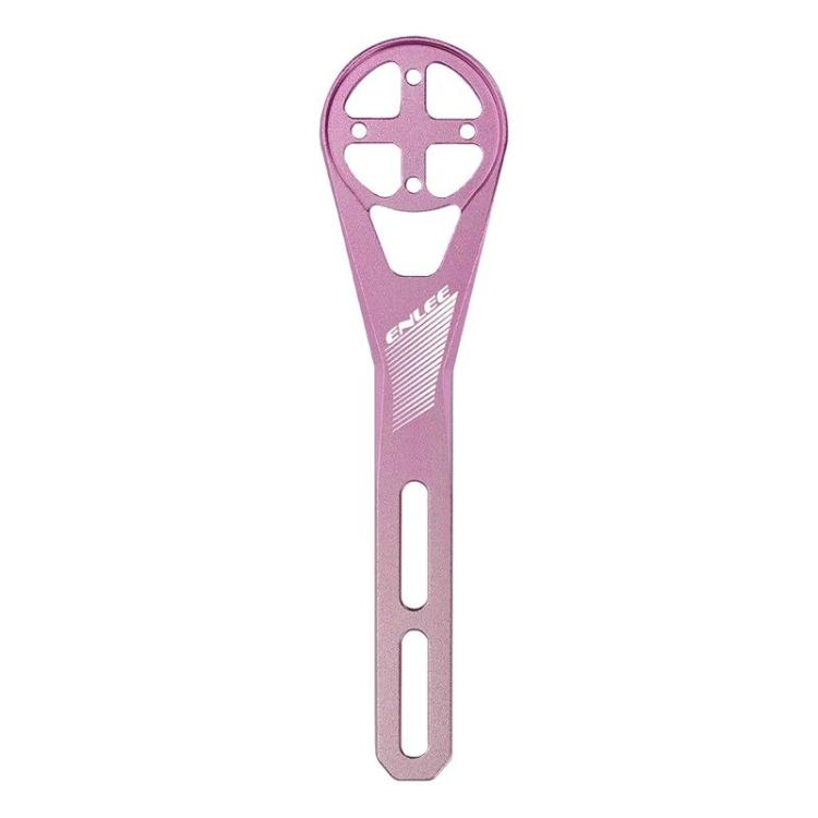 Pink bike computer light extension base with central mounting plate and two long slots