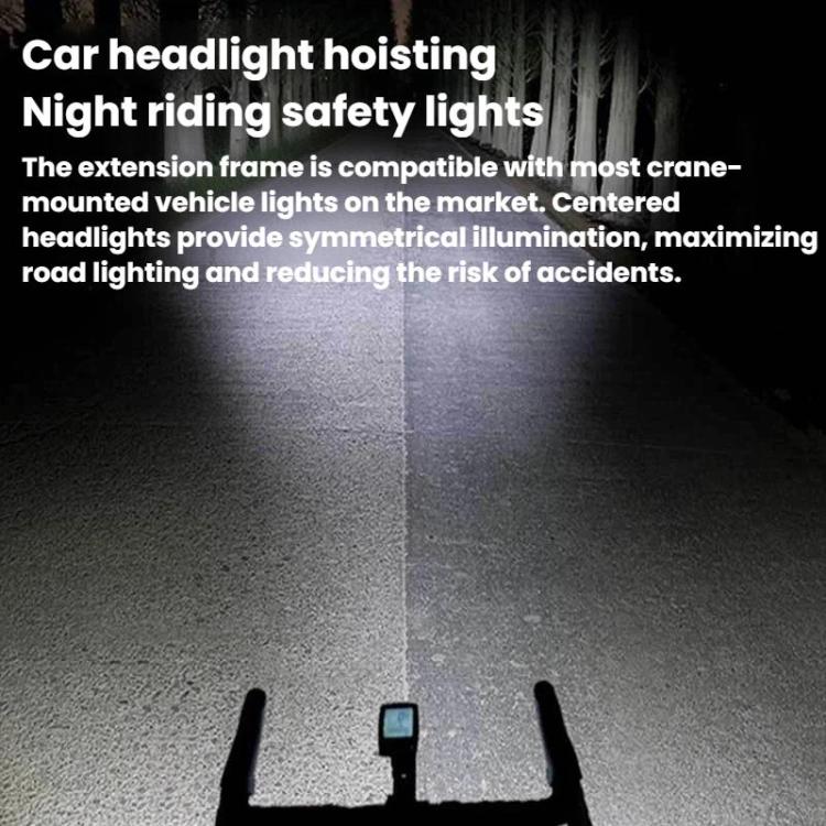 Bike headlight mounted on a central extension base for night riding safety lights