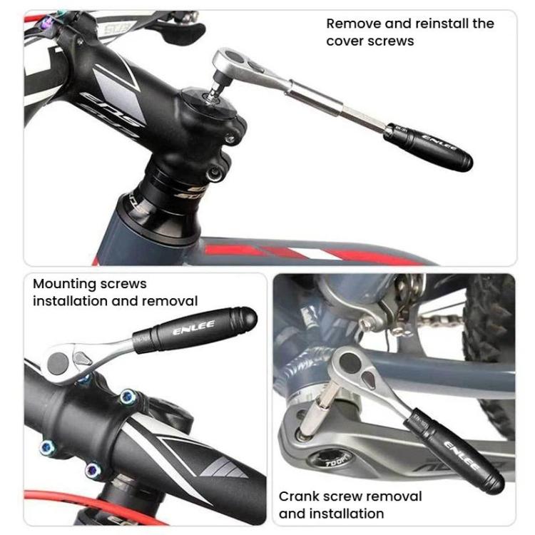 Bike crank area tool using a ratchet wrench for removing and installing screws