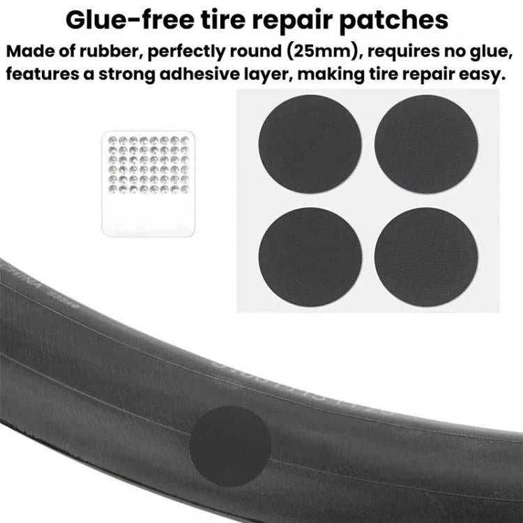 Glue-free round tire repair patches with strong adhesive layer and small backing cards