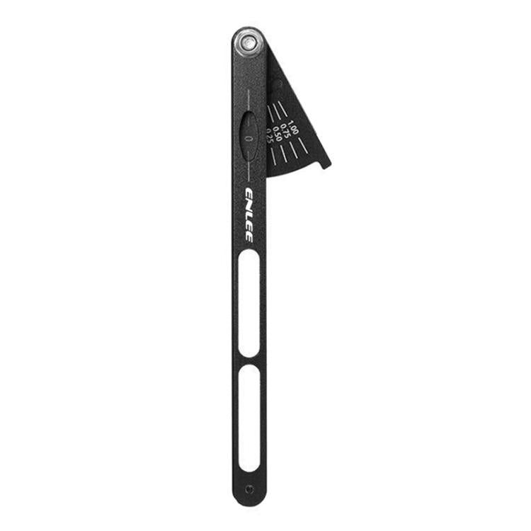 Bike chain wear checker tool with long bar and slot openings, black