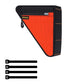 Waterproof bike triangle frame tool bag with black exterior and orange interior panel