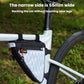 White-and-black waterproof bike triangle frame tool bag with side straps and orange zipper detail
