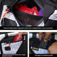 Open bike triangle frame tool bag showing interior compartments and tool pouches