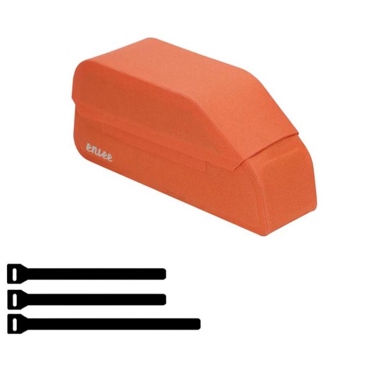 Orange bike magnetic flip-top frame bag with hinged top and front logo