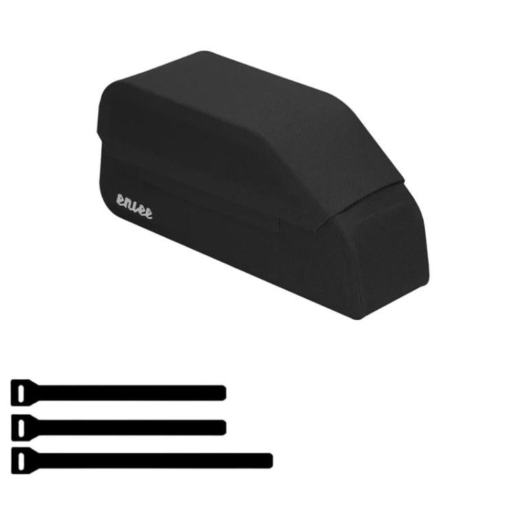 Black bike magnetic flip-top frame bag with hinged top and front logo