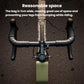 Green bike frame tube bag mounted under the handlebars