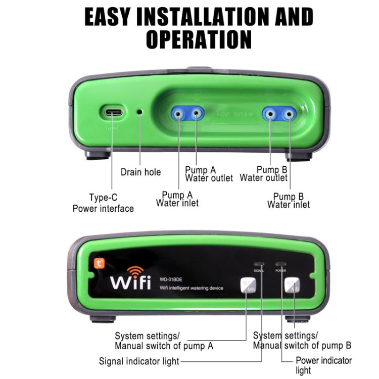WD-01BDE WiFi Smart Dual-Pump Automatic Watering Device App Remote Control Irrigation System, WD-01BDE