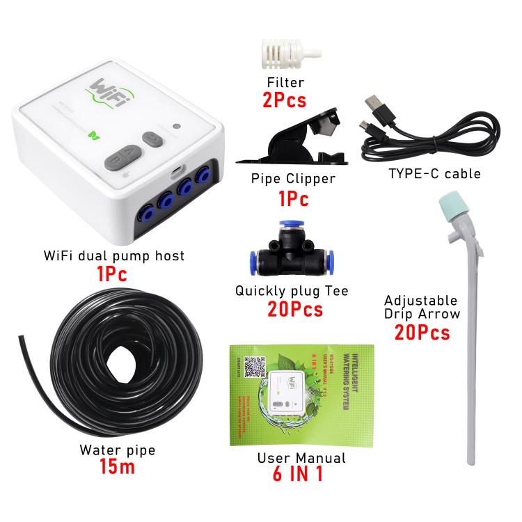 WIFI Smart Dual-Pump Automatic Watering System Cell Phone Remote Control Watering Device, Adjustable Drip Arrow USB, Adjustable Drip Arrow US Plug, Adjustable Drip Arrow UK Plug, Transparent Drip Arrow USB, Transparent Drip Arrow US Plug               ...