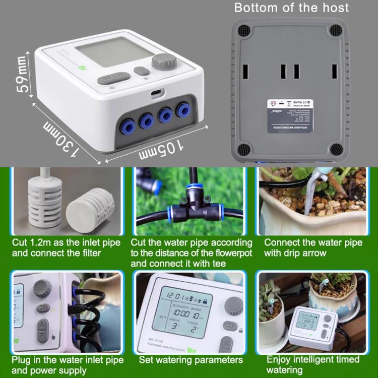 White dual water pump controller showing inlet and outlet ports and underside connection points