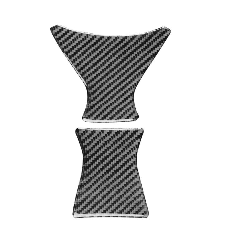 2-piece carbon-fiber center sticker set, black textured pieces on white