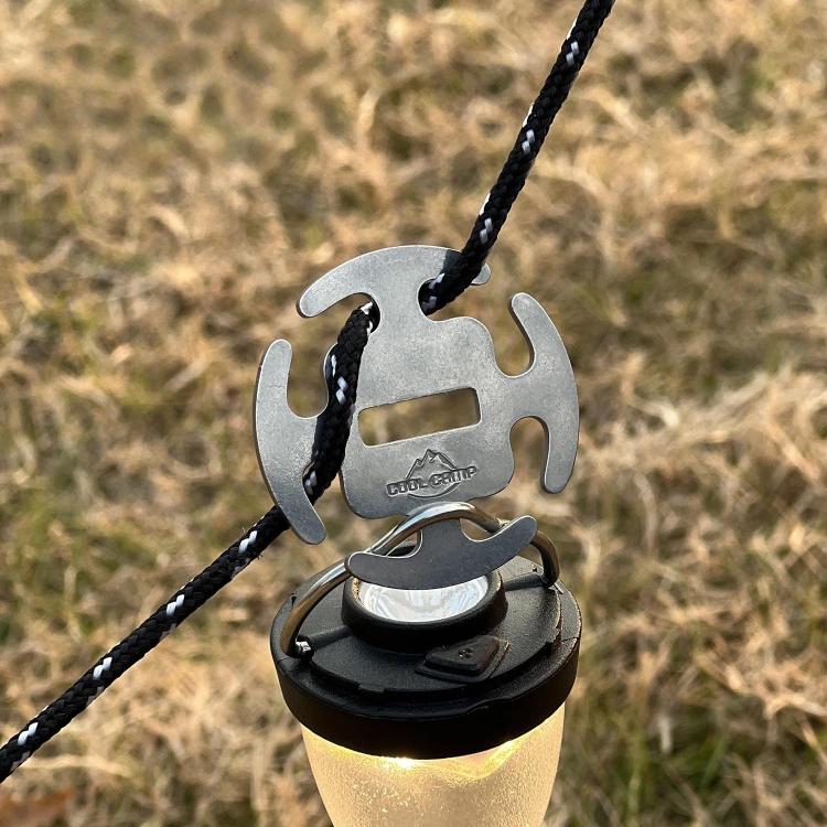 COOL CAMP 4pcs /Pack Stainless Steel Rope Clips No-Knot Fastener for 2-4mm Camping Ropes
