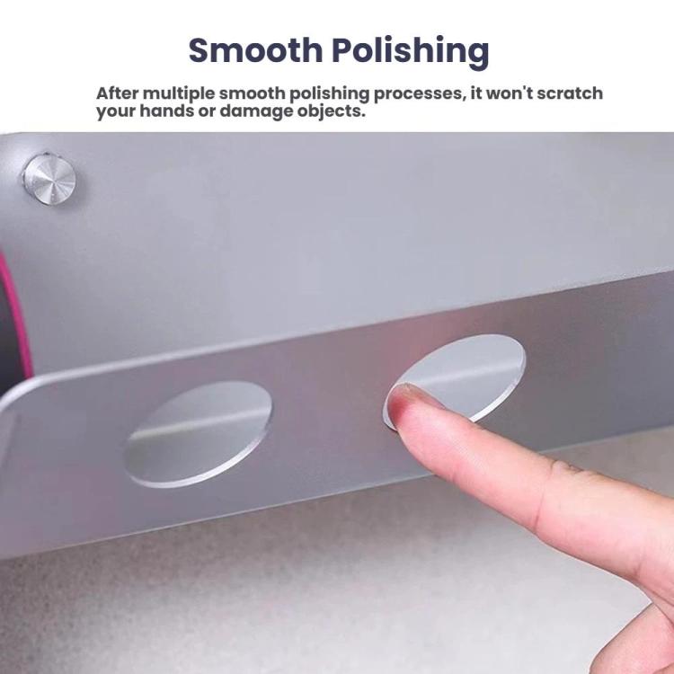 Smooth-finish wall mount hair dryer holder plate with rounded diffuser cutouts.