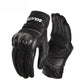 Motorcycle leather full-finger gloves with armored knuckles and grip padding, black