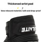 Motorcycle leather glove wrist pad with embossed logo patch, black