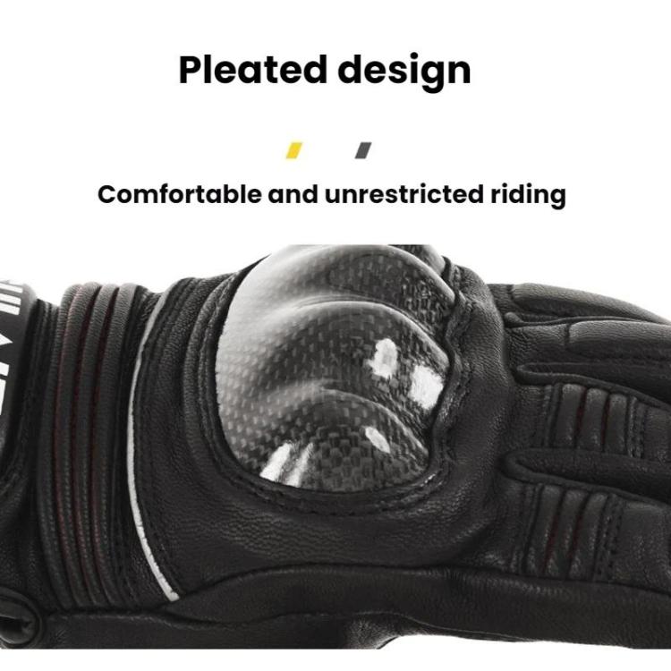 Black motorcycle protective leather gloves with textured knuckle padding