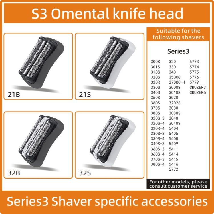 S3 Omental knife head replacement shaver blades set with model compatibility chart
