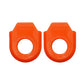 Set of orange bike crank protector sleeves, round opening, textured outer grip ridges, 2-pack