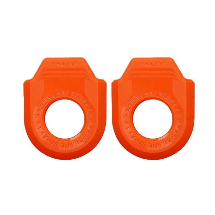 Set of orange bike crank protector sleeves, round opening, textured outer grip ridges, 2-pack