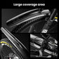 Black carbon-textured mudguard covers with large coverage area for front wheel