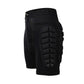 Black protective hip shorts with molded rear pad and adjustable waistband