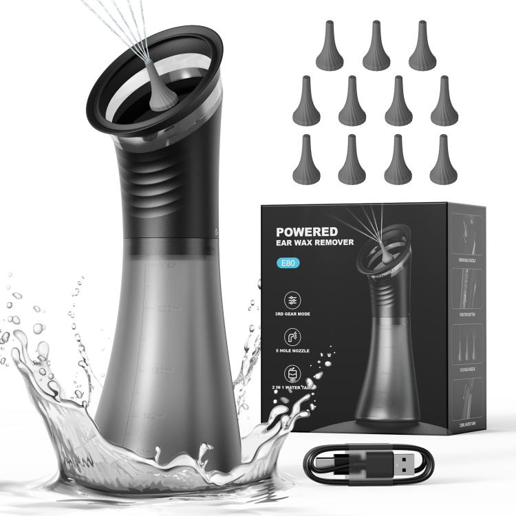 Portable electric ear wax remover device with multiple silicone nozzle attachments