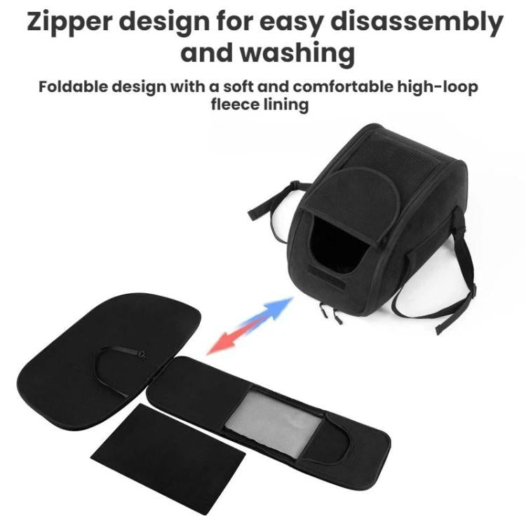 Foldable pet travel carrier with zipper opening, soft lining, and carry handle straps
