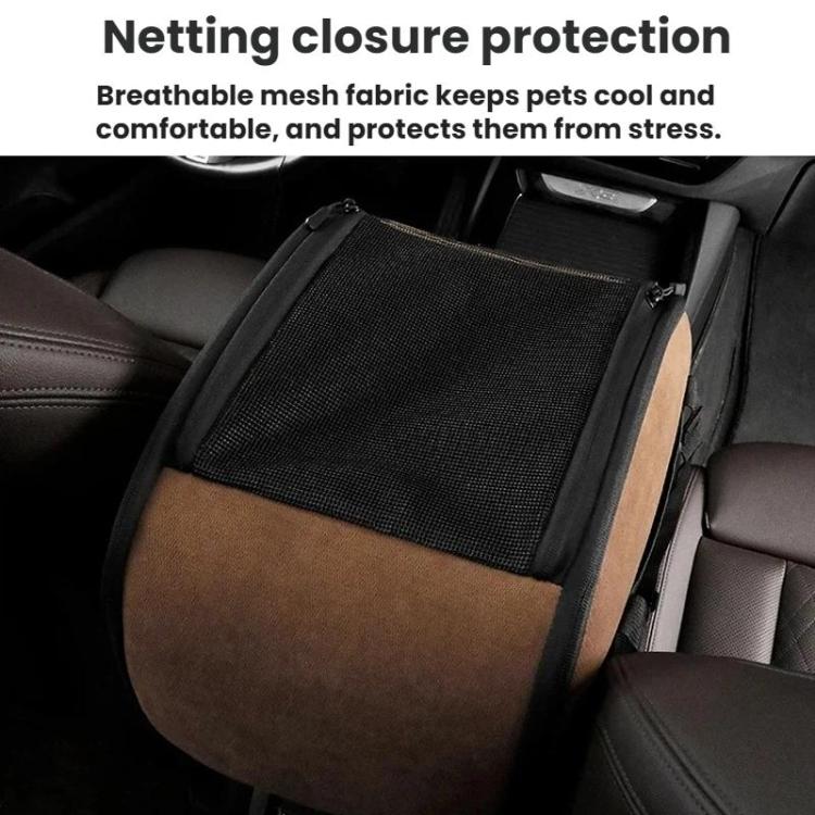 Pet travel carrier with breathable mesh closure panel for car seat protection