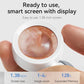 Handheld ear camera with built-in display showing close-up ear canal view