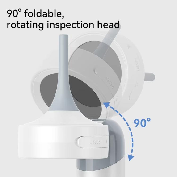 Rotating ear inspection head mechanism with foldable viewing tube