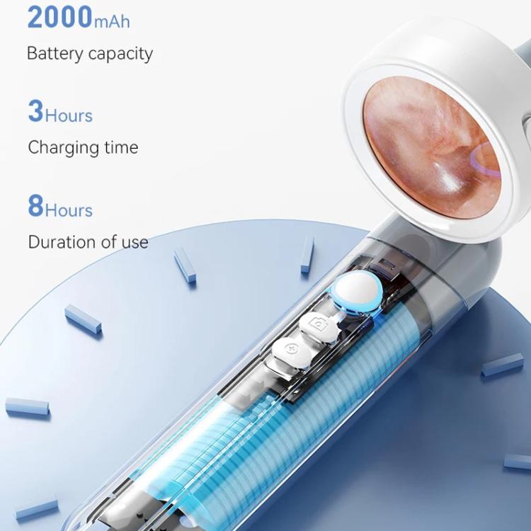 Ear camera with LED-lit internal components and charging/storage indicators