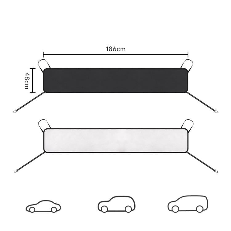 Black windshield wiper dust cover, 186 x 48 cm, with loop-and-hook straps