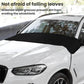 Black windshield wiper dust cover fitted over wipers on the front windshield