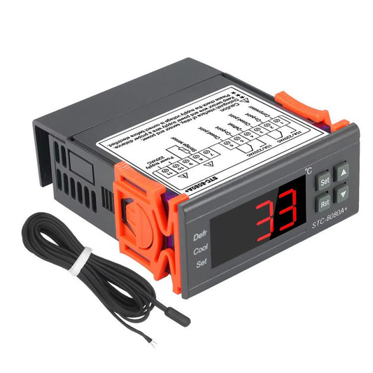 STC-8080A+ Digital Temperature Controller for Refrigeration with Defrost Function & Alarm, for Cold Room, Commercial Freezer, STC-8080A+ 220V