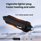 Cigarette-lighter plug vehicle heater with glowing heat outlet and attached cord