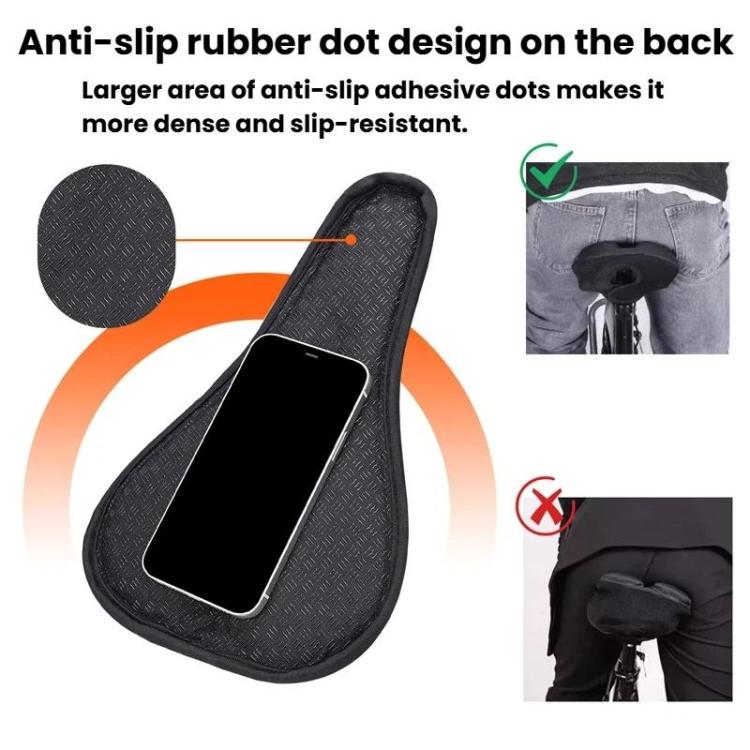 Black saddle cover with textured anti-slip rubber dot pattern on the back
