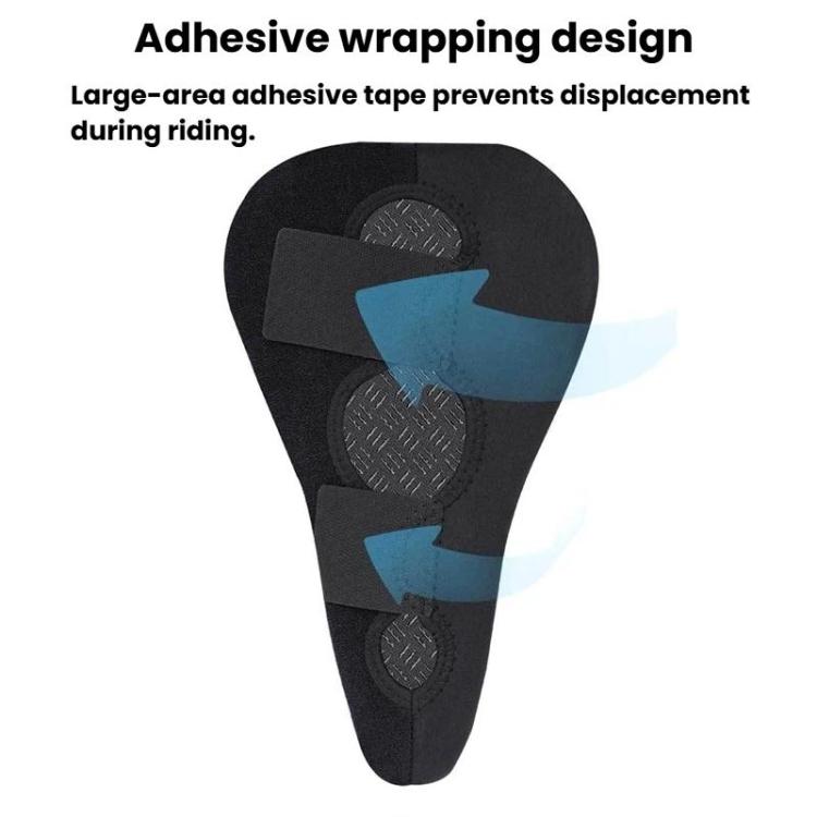 Black full-wrap saddle cover with adhesive wrap areas shown