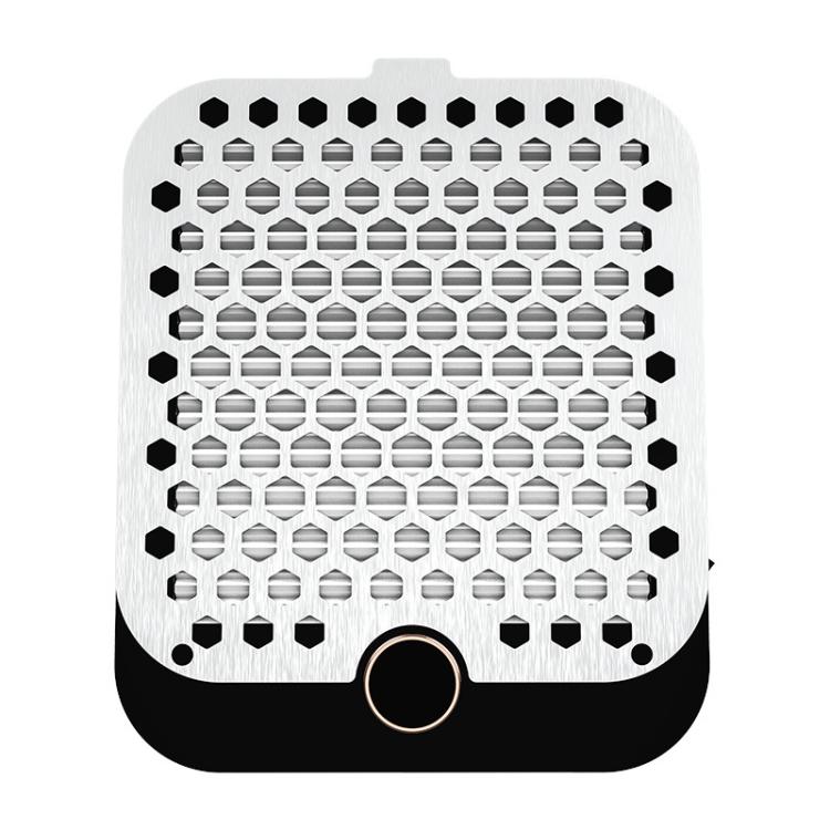 Nail dust collector with vented intake grille and round control button on top