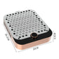 Nail dust collector with perforated suction top, rose gold sides, black base and dial